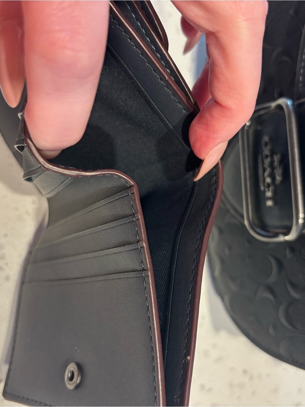 Coach Georgie Saddle Bag + Matching Wallet Signature Navy Embossed Leather - Picture 6 of 10